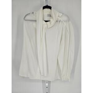 La Chine Plus by Galinda Wang White Polyester Scarf Neck Blouse Size 16W